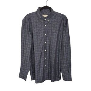 Maison‎ Kitsune Men’s Geometric Button Down Shirt Blue Size 43